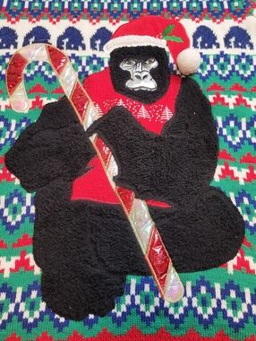 Holiday Time Sweater Ugly Christmas Gorilla Blue Green